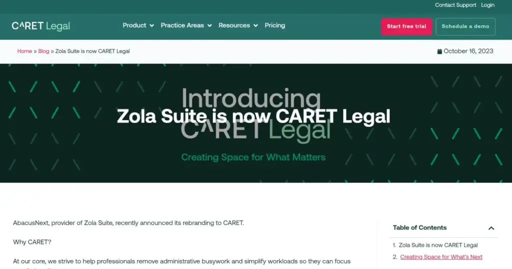 Zola Suite (now CARET Legal)